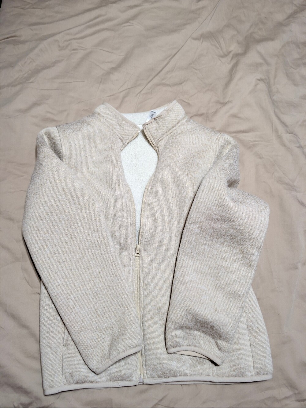 Artisans Beige Full Zip Sherpa Fleece Jacket Medium